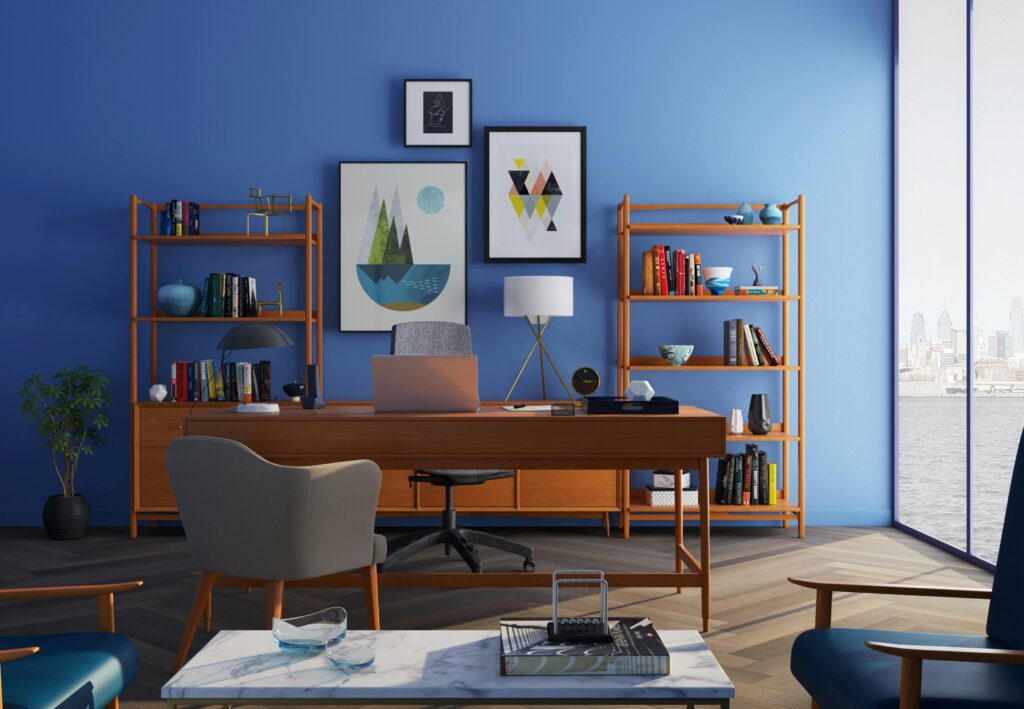 real estate office idea with accent wall